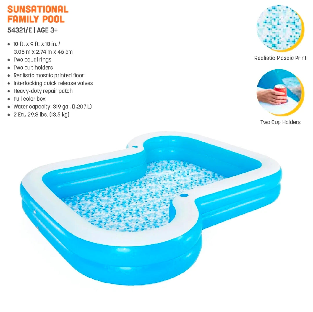 10 Ft Bestway Sunsational Family Swimming Pool For Kids & Family