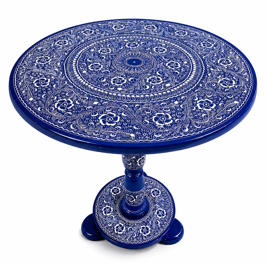 Naqashi Art Hand Painted Wood MDF Round Coffee Table