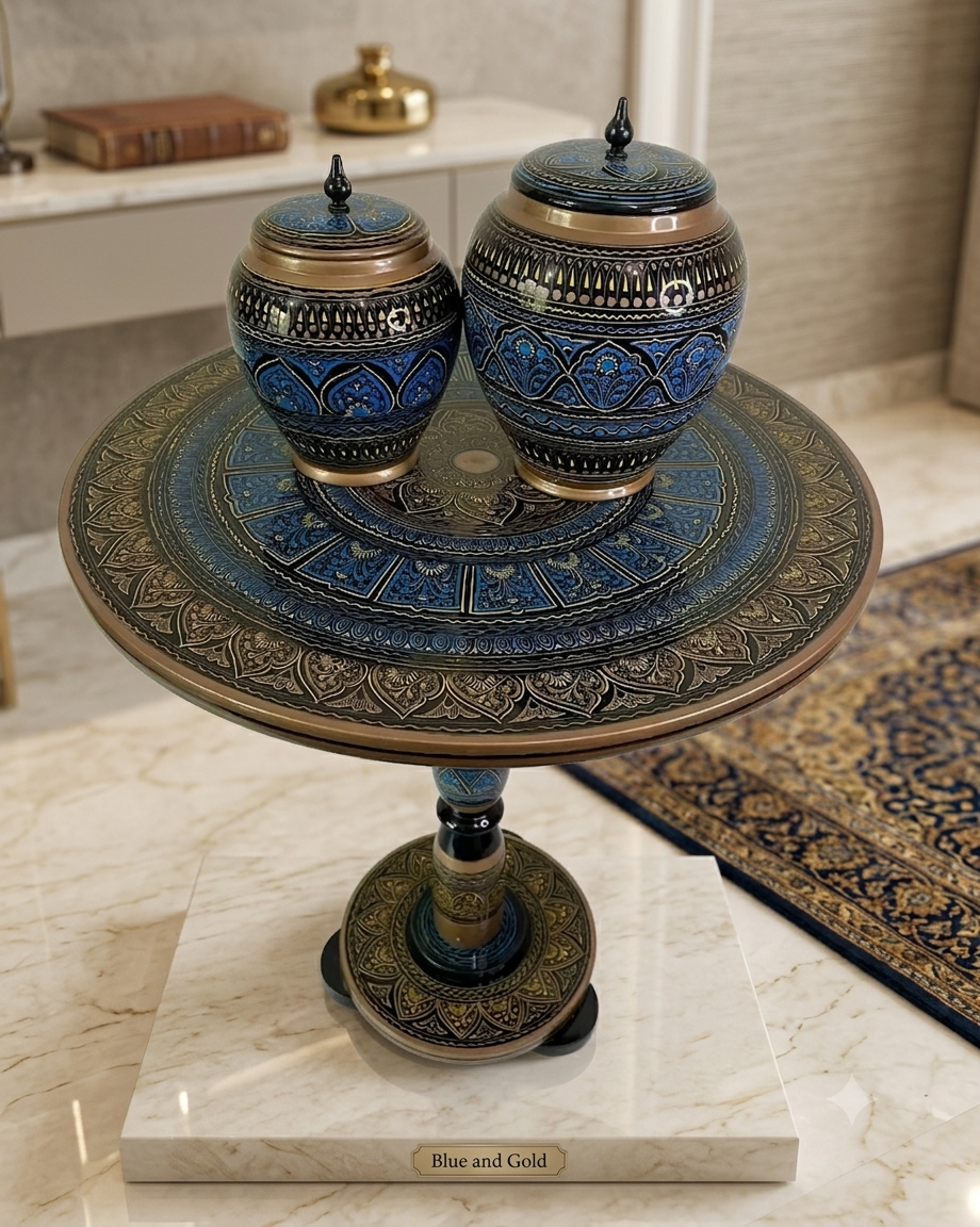 Naqashi Art Hand Painted Wood MDF Round Coffee Table