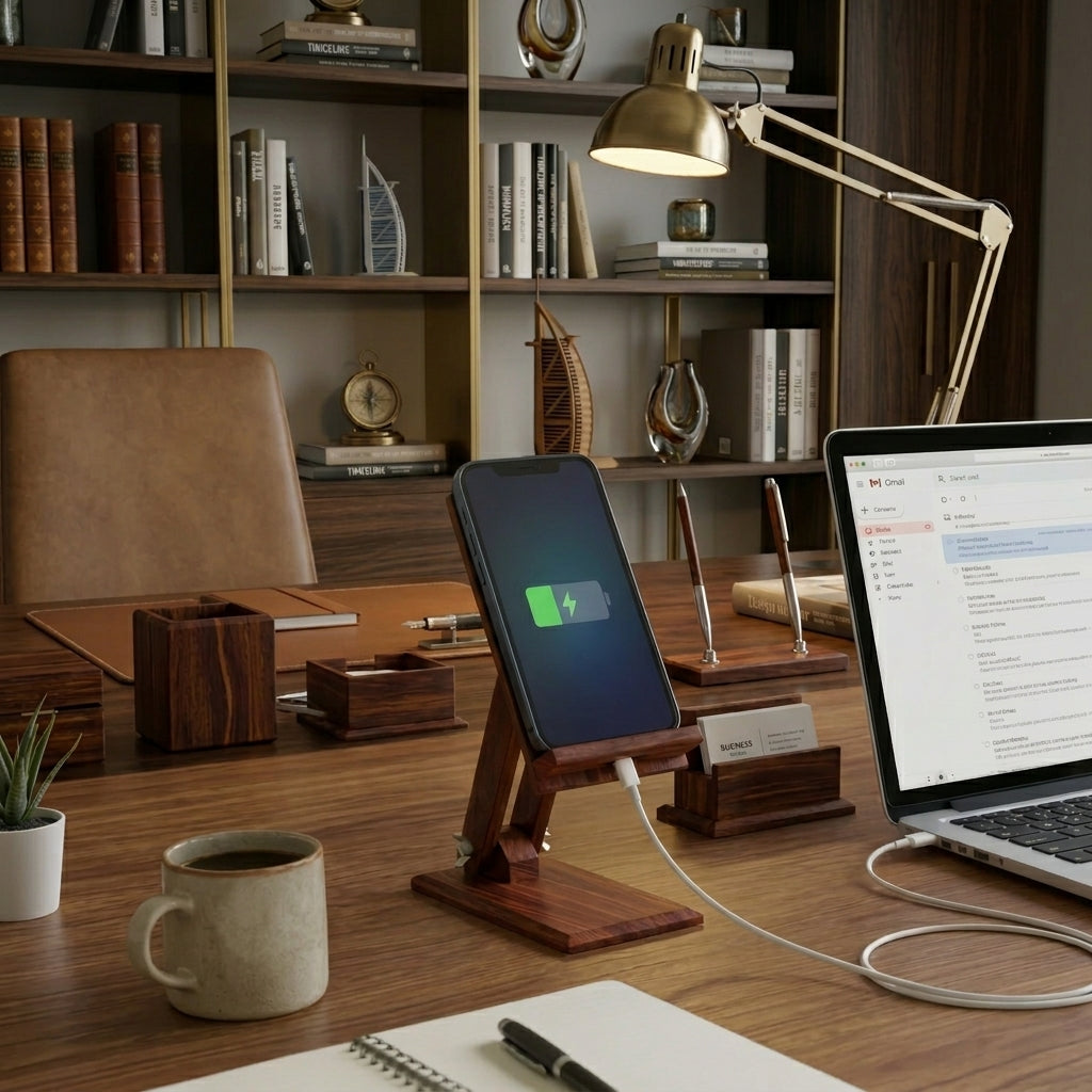 Wooden Adjustable Mobile Stand