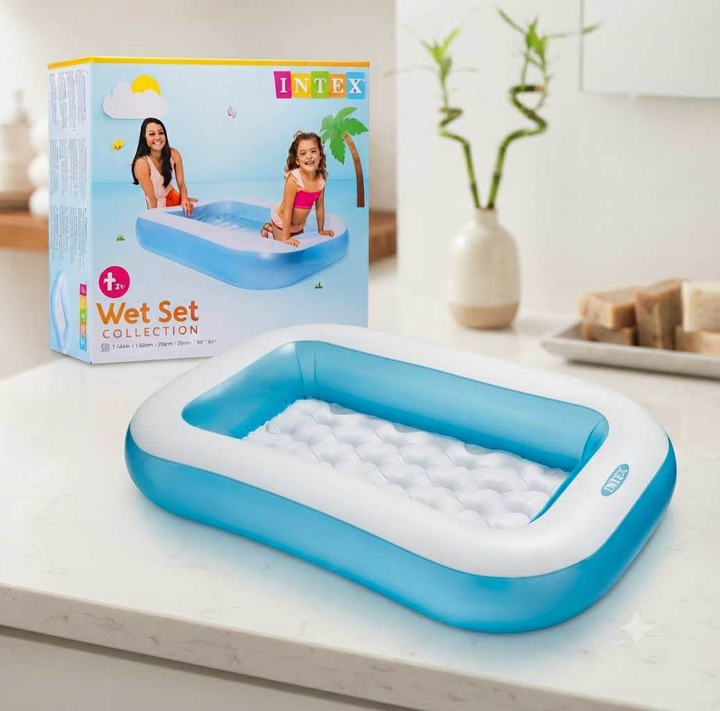 Intex Rectangular Inflatable Luxury Baby Pool (65.5" L x 39.5" W x 11" H)