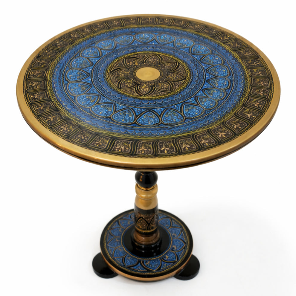 Naqashi Art Hand Painted Wood MDF Round Coffee Table