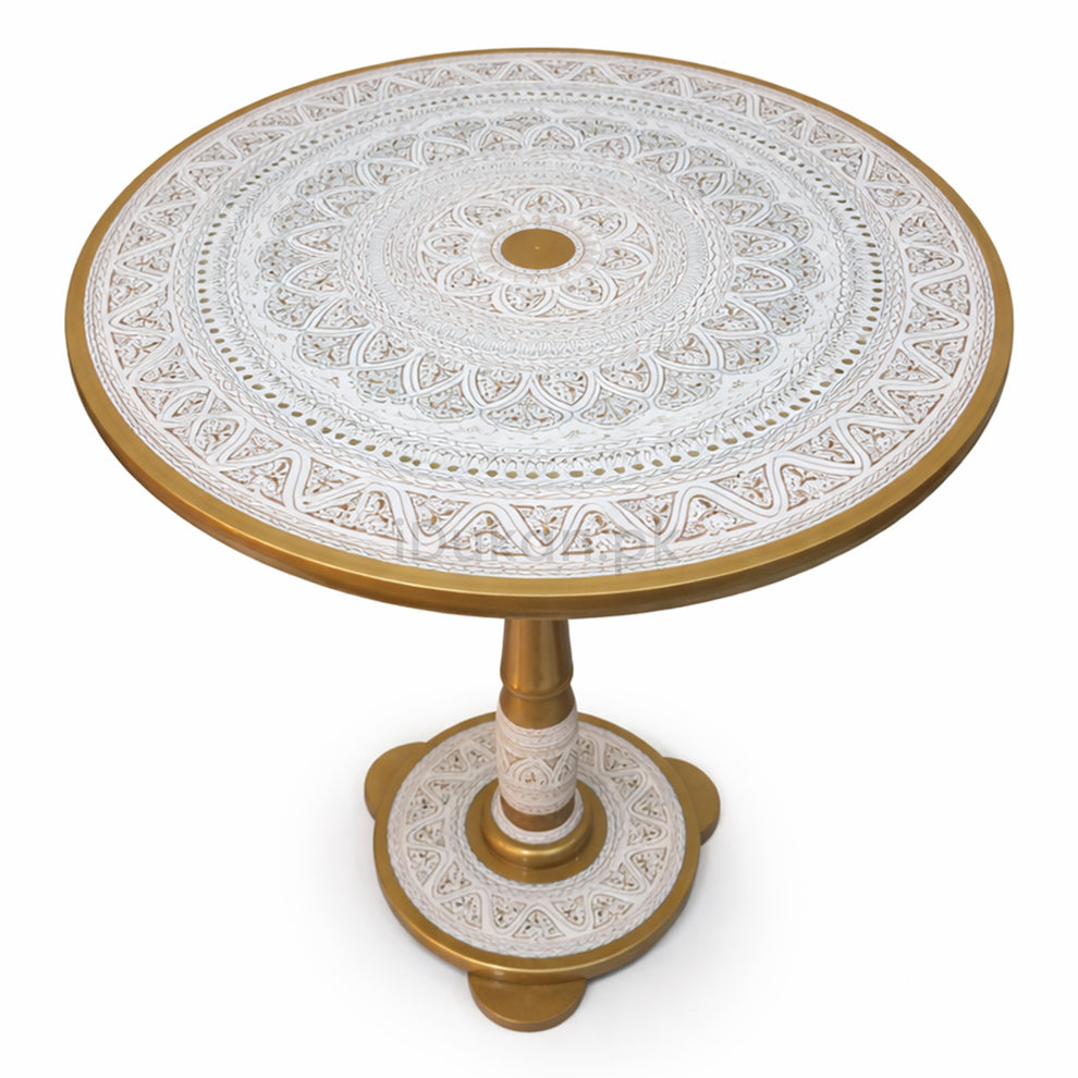 Naqashi Art Hand Painted Wood MDF Round Coffee Table