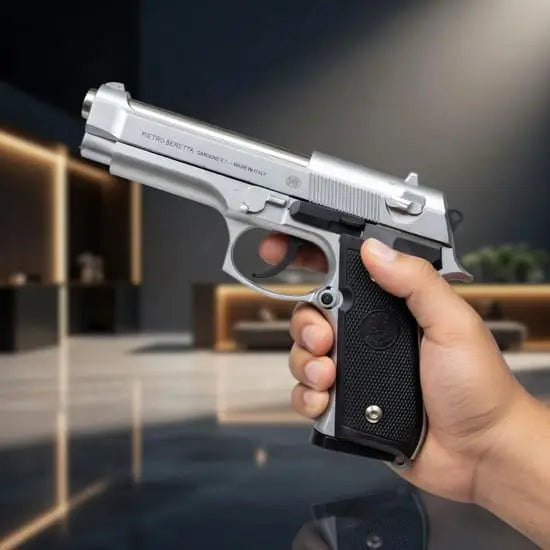Metal M92 Beretta Airsoft Shooting Gun With BB Pellets - Toy