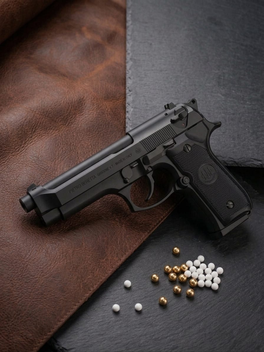 Metal M92 Beretta Airsoft Shooting Gun With BB Pellets - Toy