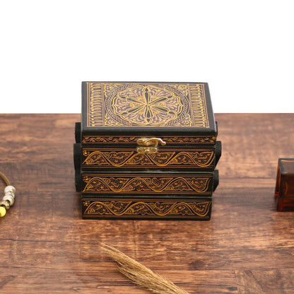 3 TierHandCrafted Naqshi Art Wooden Jewelry Box (6"x4")