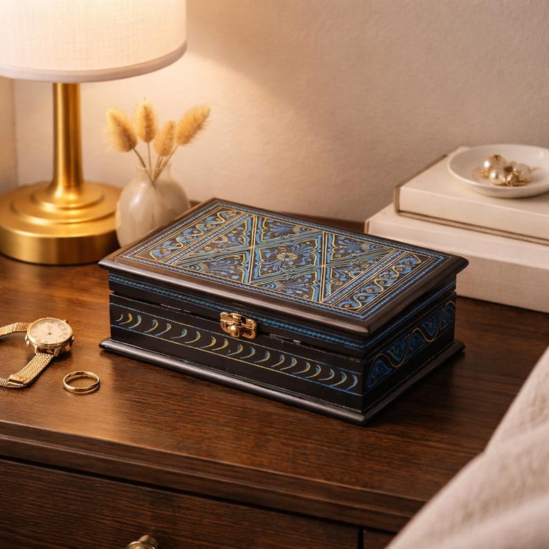Handcrafted Wooden Jewellery Box With Naqshi Art