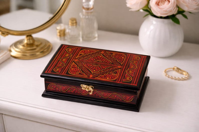 Handcrafted Wooden Jewellery Box With Naqshi Art