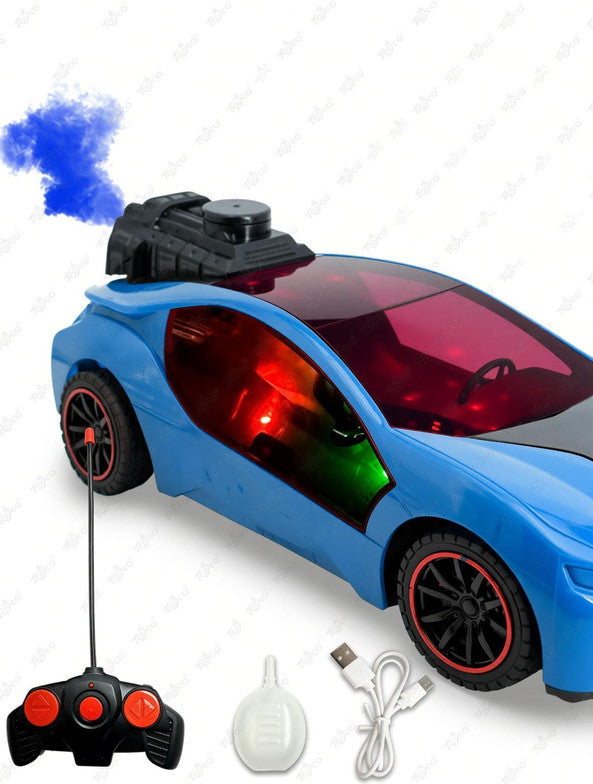Rechargeable Remote Control Sports Car with Smoke Effect & LED Lights