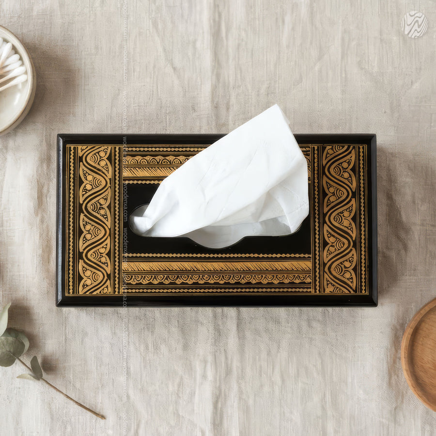 Wooden Tissue Box with Naqshi Art