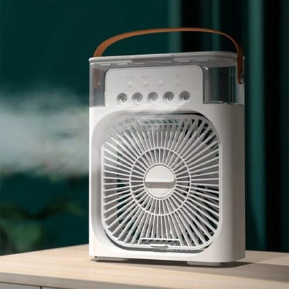 Electric Mini Air Cooler Fan | Portable Mist Fan & Humidifier | LED Light Cooling Fan