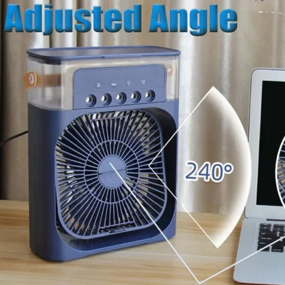 Electric Mini Air Cooler Fan | Portable Mist Fan & Humidifier | LED Light Cooling Fan