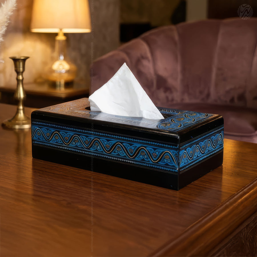 Wooden Tissue Box with Naqshi Art