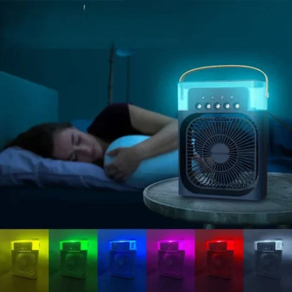 Electric Mini Air Cooler Fan | Portable Mist Fan & Humidifier | LED Light Cooling Fan