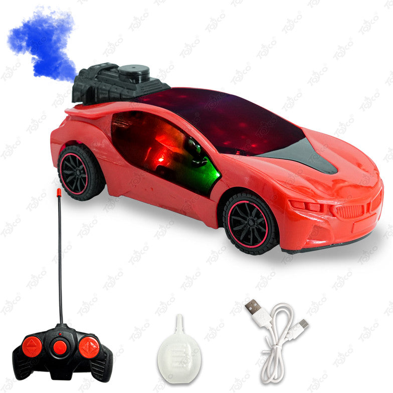 Rechargeable Remote Control Sports Car with Smoke Effect & LED Lights