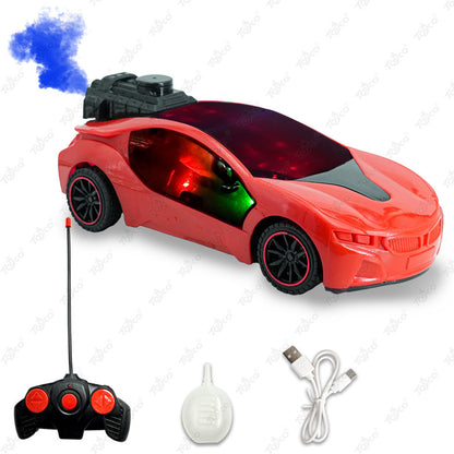 Rechargeable Remote Control Sports Car with Smoke Effect & LED Lights