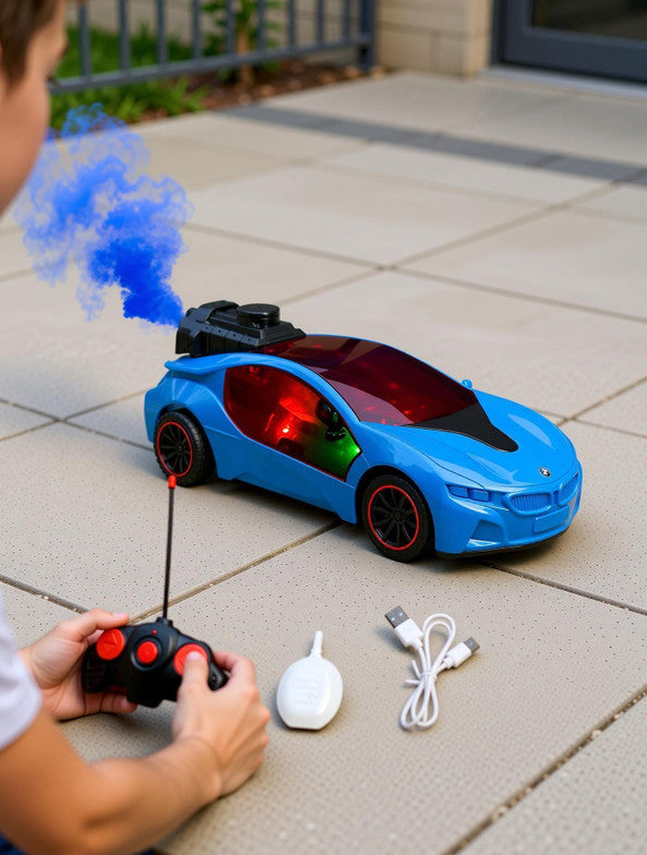 Rechargeable Remote Control Sports Car with Smoke Effect & LED Lights