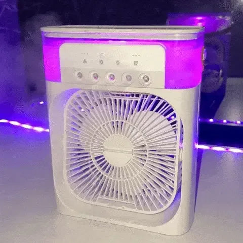 Electric Mini Air Cooler Fan | Portable Mist Fan & Humidifier | LED Light Cooling Fan