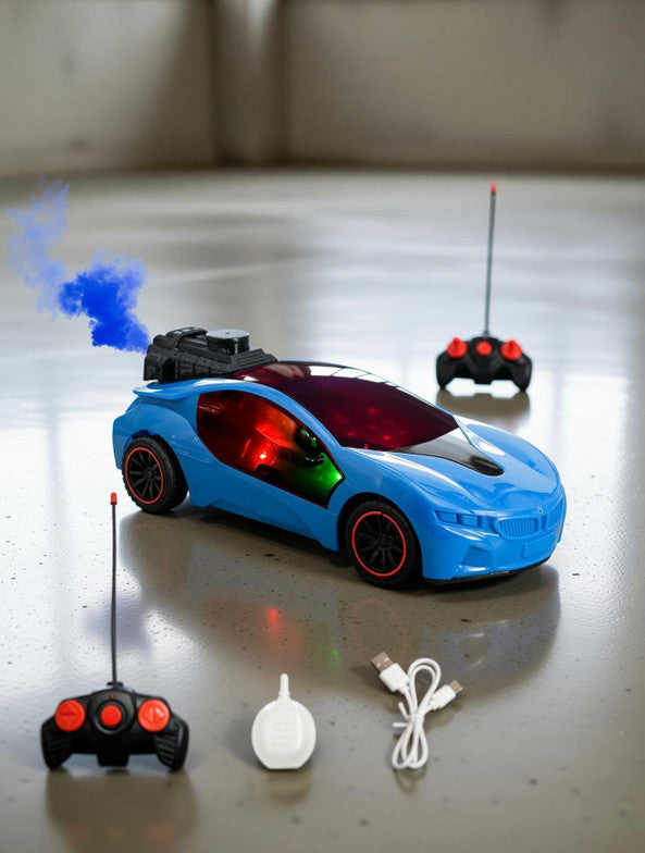 Rechargeable Remote Control Sports Car with Smoke Effect & LED Lights