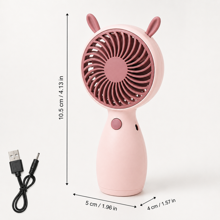 Pink Cute Mini Rechargeable USB Fan - Portable Handheld Desk Fan