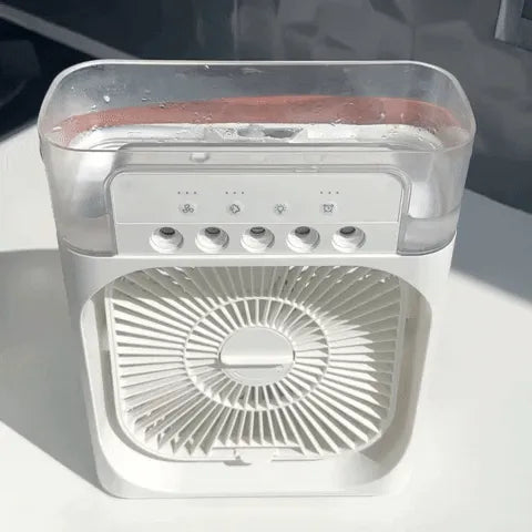 Electric Mini Air Cooler Fan | Portable Mist Fan & Humidifier | LED Light Cooling Fan