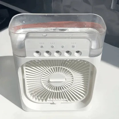 Electric Mini Air Cooler Fan | Portable Mist Fan & Humidifier | LED Light Cooling Fan