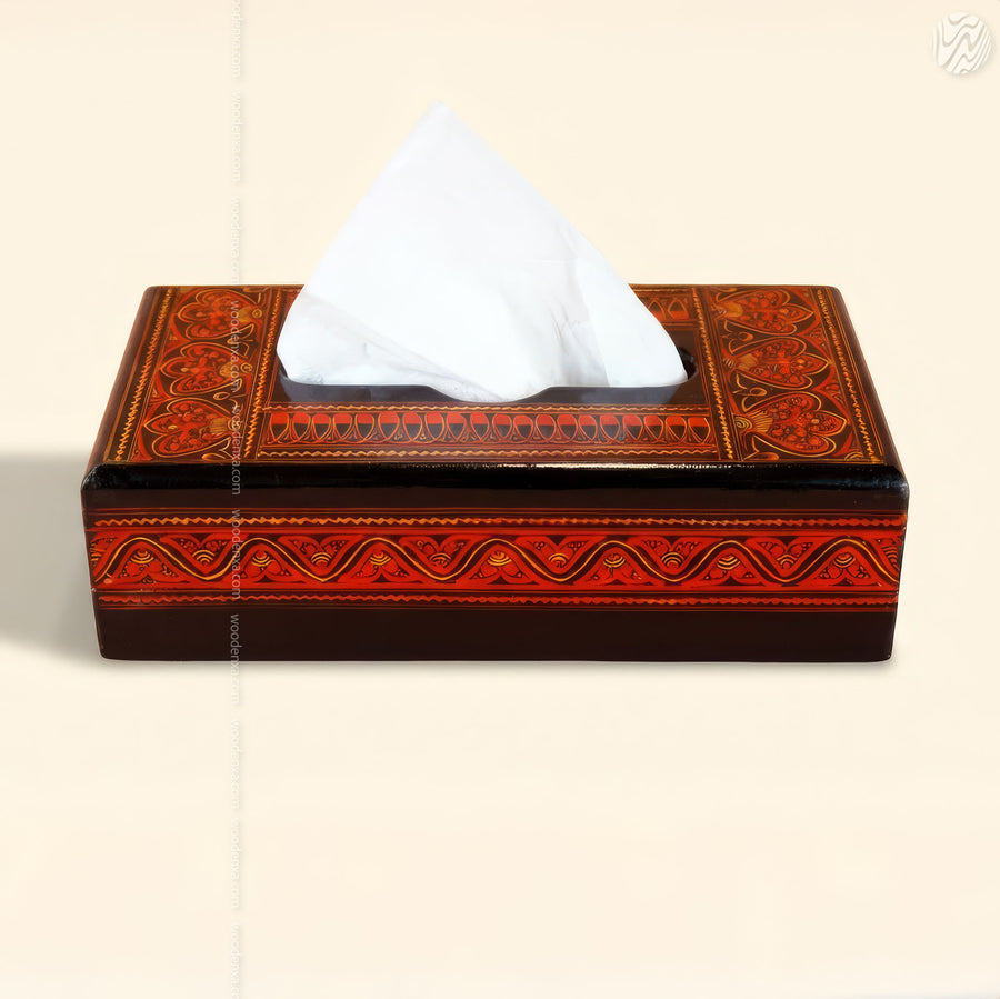 Wooden Tissue Box with Naqshi Art